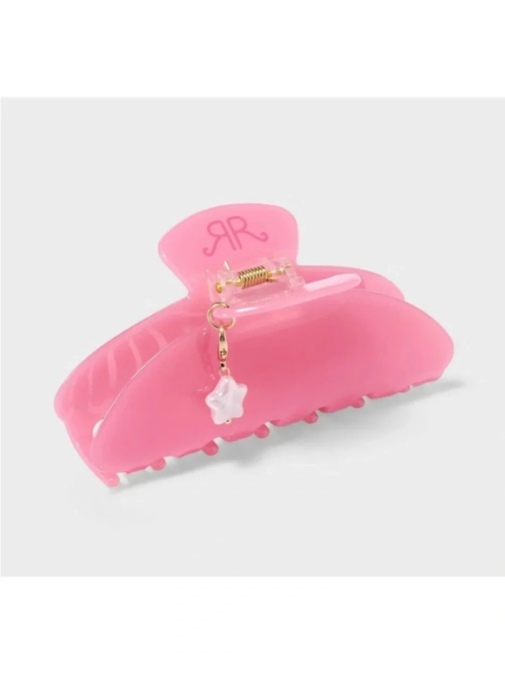 Roller Rabbit Pink Matte Claw Hair Clip with Gold Charms - Picture 3 of 3